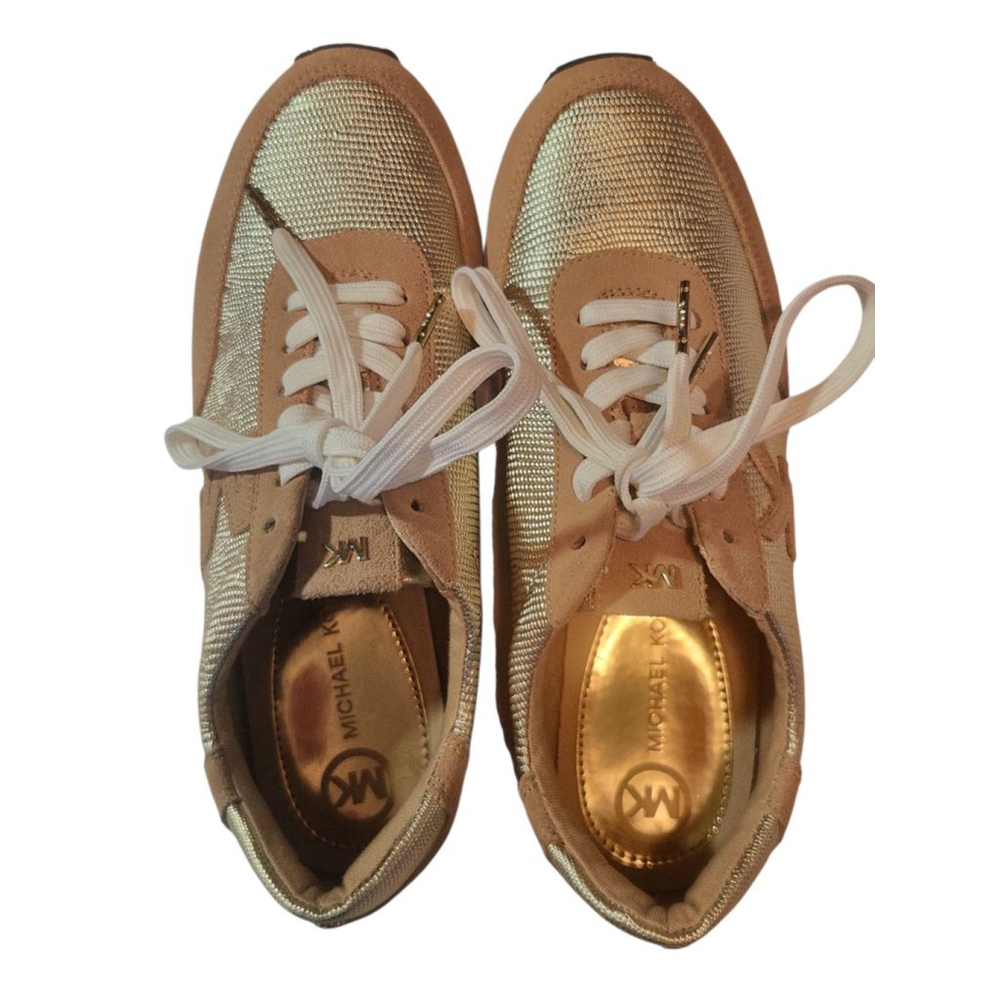 Women's Michael Kors Stanton Gold Beige Trainer Sneakers Size 7.5 NEW - Picture 5 of 7